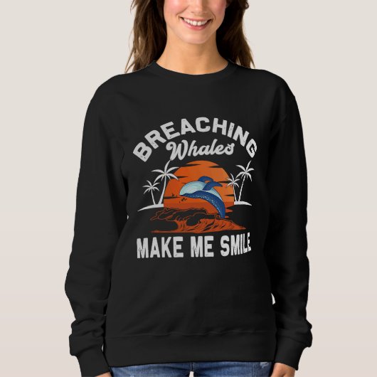 Breaching Whales make me Smile Beluga Whale Sweatshirt (Vorderseite)
