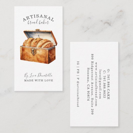 Bread Bakery Baker Business Card Visitenkarte (Vorne/Hinten)