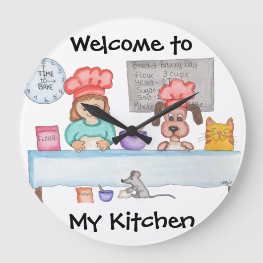 Bread Baking Große Wanduhr (Vorderseite)