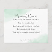 Bread Care Instructions Simple Green Watercolor Dankeskarte (Vorderseite)