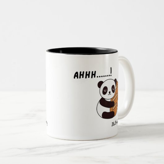 “Bread hugs & panda peace in every sip.” Zweifarbige Tasse (VorderseiteRechts)