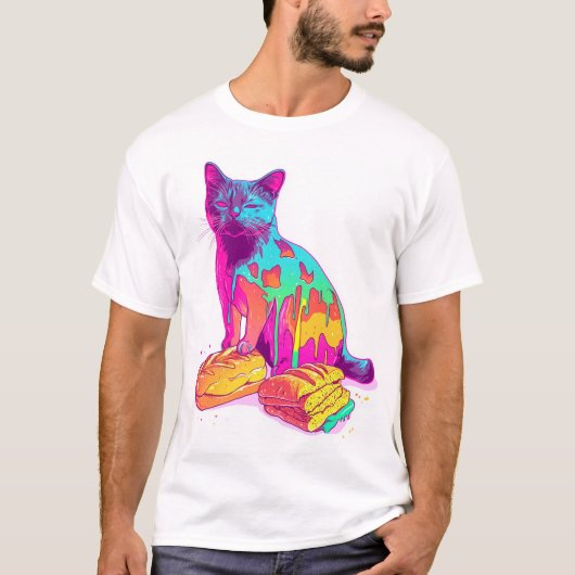 Bread Meowphosis – Glitchy Funny Cat Meme T-Shirt (Vorderseite)