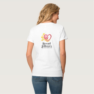 Bread & Roses Damen Weiß V-Ausschnitt-Shirt T-Shirt