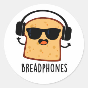 Breadphones Funny Bread Pub Runder Aufkleber