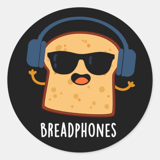 Breadphones Funny Bread Puppe Dark BG Runder Aufkleber (Vorderseite)