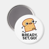 Bready Set Go Funny Running Bread Puff Magnet (Vorderseite/Rückseite)