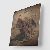 Break A-Way Rodeo Horse Quadratische Wanduhr (Winkel)