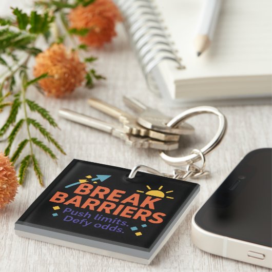 Break Barriers Motivational Keychain Schlüsselanhänger (Vorderseite rechts)