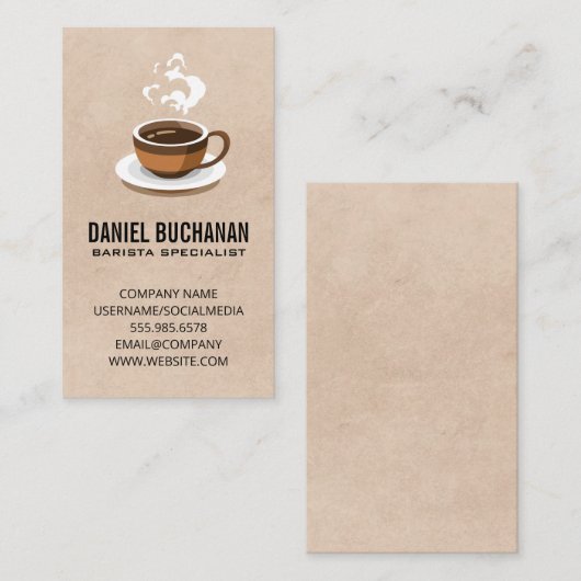 Break Coffee Cup Steaming Visitenkarte (Vorne/Hinten)