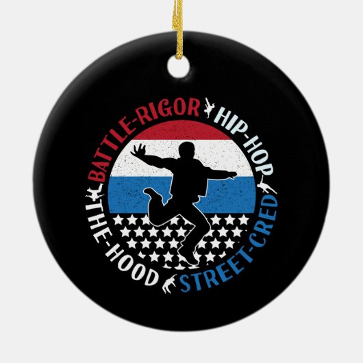 Break Dance Breakdance Angesagt-Hop Boy Keramik Ornament (Hinten)