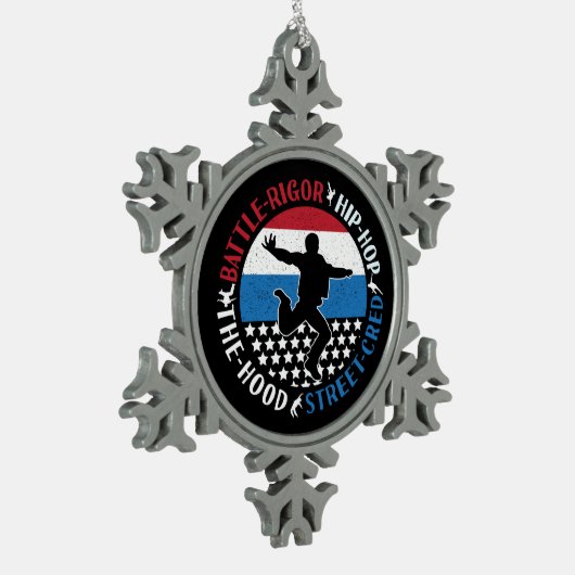 Break Dance Breakdance Angesagt-Hop Boy Schneeflocken Zinn-Ornament (Links)