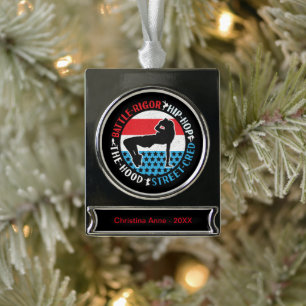 Break Dance Breakdance Angesagt-Hop Dancer Girl Banner-Ornament Silber