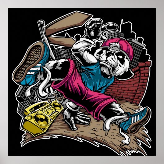 Break Dance | Niedlich Panda Lover Poster (Vorne)