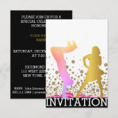 Break Dance School Dico Hip Hop Vip Rose Ombre Einladung (Vorne/Hinten)