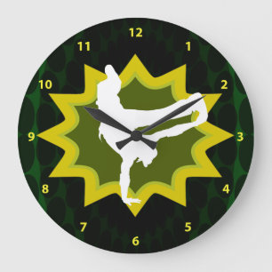 Break Dancer auf Coolem Retro-Hintergrund Große Wanduhr