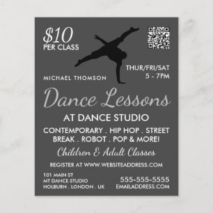 Break Dancer Silhouette, Tanzlei Werbung Flyer