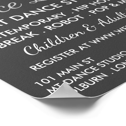 Break Dancer Silhouette, Tanzlei Werbung Poster (Ecke)