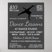 Break Dancer Silhouette, Tanzlei Werbung Poster (Vorne)