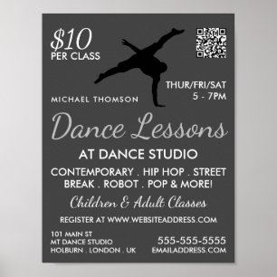 Break Dancer Silhouette, Tanzlei Werbung Poster