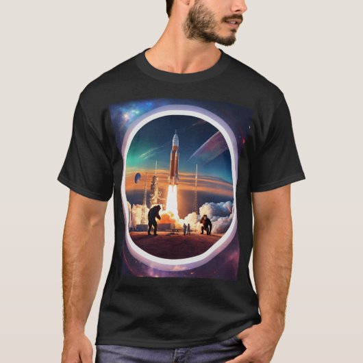 Break Free: Rocket Launch Gravity T - Shirt Design (Vorderseite)