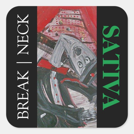 BREAK NECK SATIVA QUADRATISCHER AUFKLEBER (Vorderseite)