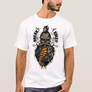 Break Rules 2 Hipster Skull Todeskopf mit Bart T-Shirt