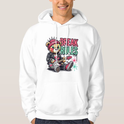 Break Rules Teddy Bear Hoodie (Vorderseite)