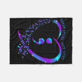 Break Stigma Gerettet Heart Semicolon Suizid Fleecedecke (Vorderseite (Horizontal))