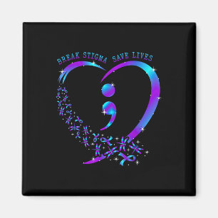 Break Stigma Gerettet Heart Semicolon Suizid Magnet