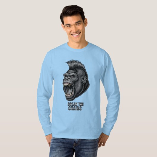 Break the Chains - Fierce Punk Gorilla Graphic T-S T-Shirt (Vorne ganz)