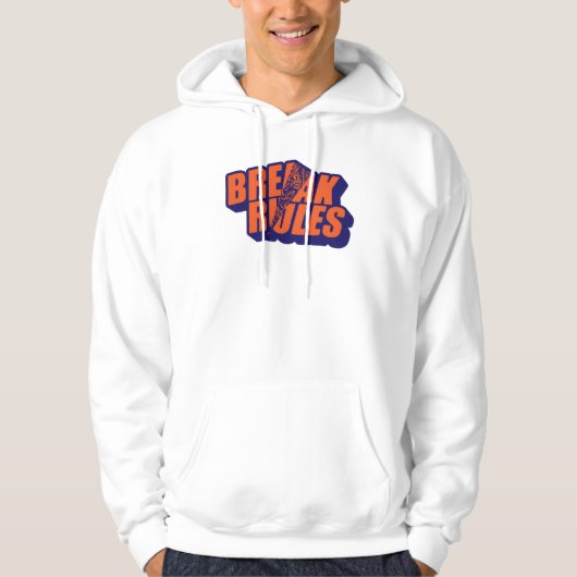 "Break The Rules" Bold Orange Typography Hoodie (Vorderseite)