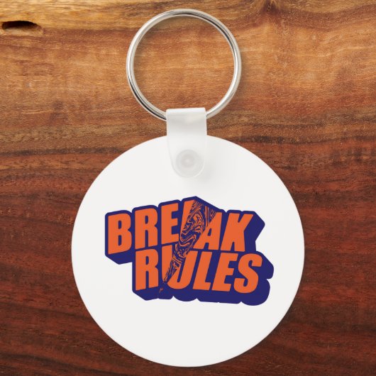 "Break The Rules" Bold Orange Typography Schlüsselanhänger (Rückseite)