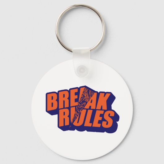 "Break The Rules" Bold Orange Typography Schlüsselanhänger (Rückseite)