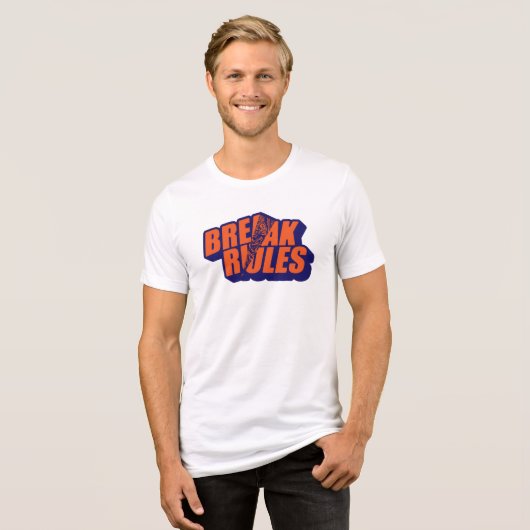 "Break The Rules" Bold Orange Typography Tri-Blend Shirt (Vorderseite voll)