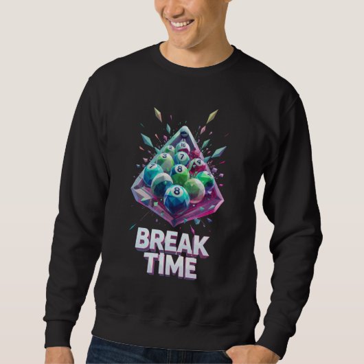 Break Time" Colorful Geometric Crystal Billiards P Sweatshirt (Vorderseite)