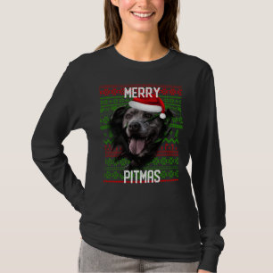 Break Wall Gray Hund Pitbull Weihnachtsfeier Weihn T-Shirt