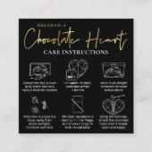 Breakable Chocolate Heart Care Guide Black & Gold Quadratische Visitenkarte (Vorderseite)