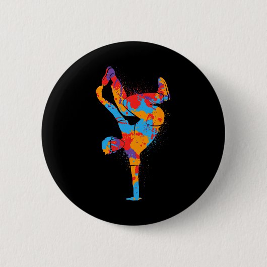 Breakdance Colorful Street Dancing Boys Men Breen Button (Vorderseite)