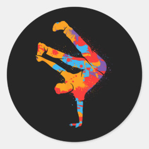 Breakdance Colorful Street Dancing Men Boys Brea Runder Aufkleber