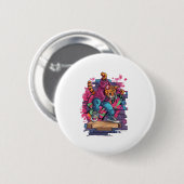 Breakdance Meow - Urban Graffiti Cat Dance Button (Vorne & Hinten)