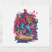 Breakdance Meow - Urban Graffiti Cat Dance Schaumweinetikett (Einzelnes Label)