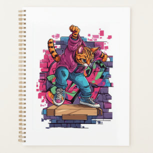 Breakdance Meow � Urbane Graffiti-Katzen-Tanz Planer