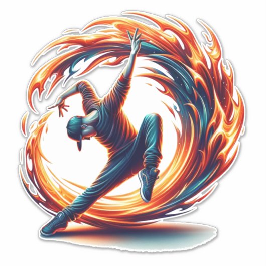 Breakdance Street Fire with Urban Energy Aufkleber (Vorderseite)