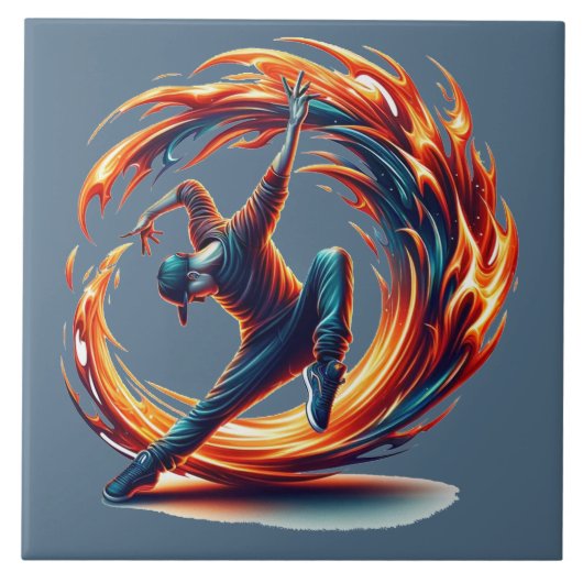 Breakdance Street Fire with Urban Energy Fliese (Vorderseite)