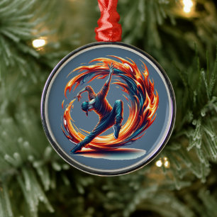 Breakdance Street Fire with Urban Energy Ornament Aus Metall