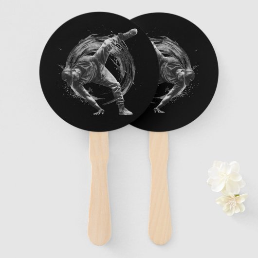 Breakdance Urban Style Monochrome Motion Art Fächer (Vorne und Hinten)