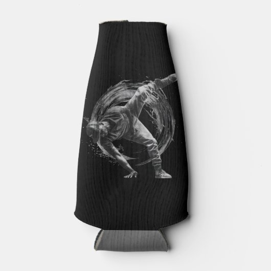 Breakdance Urban Style Monochrome Motion Art Flaschenkühler (Vorderseite)