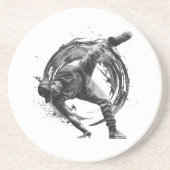 Breakdance Urban Style Monochrome Motion Art Getränkeuntersetzer (Vorne)