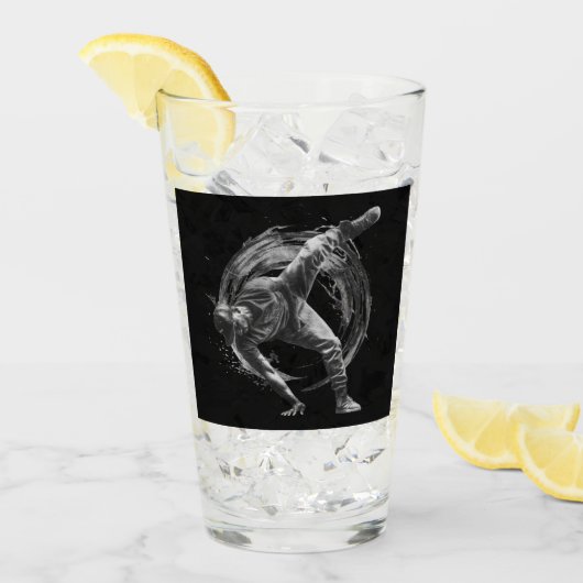 Breakdance Urban Style Monochrome Motion Art Glas (Vorderseite Ice)