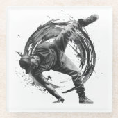 Breakdance Urban Style Monochrome Motion Art Glasuntersetzer (Vorderseite)